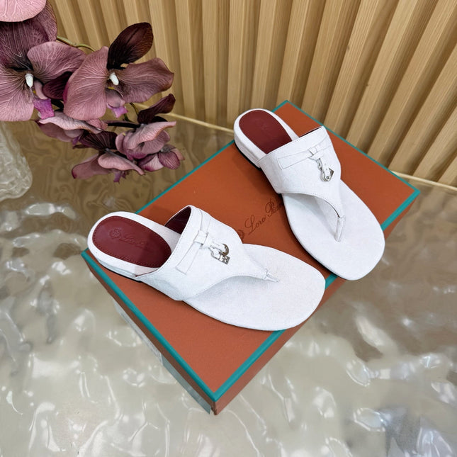 LP 26S THONG SANDALS IN WHITE SUEDE SILVER HARDWARE