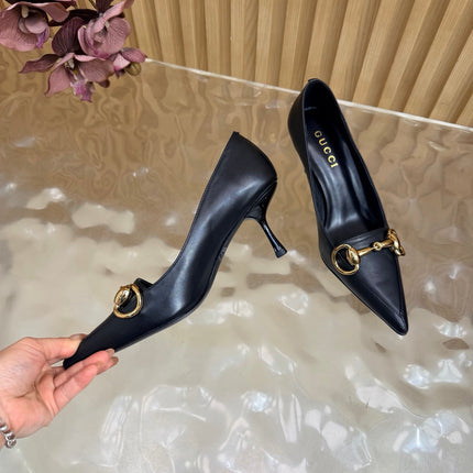 GUCCI 26S HIGH HEELS 65 MM IN BLACK SMOOTH LEATHER