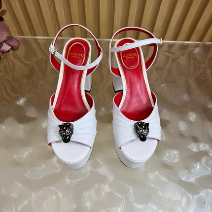 VALENTINO 26S PLATFORM SANDALS 110 MM IN WHITE GATHERED CALFSKIN
