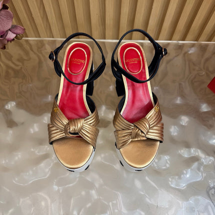 VALENTINO 26S PLATFORM SANDALS 110 MM IN MULTICOLOR GATHERED CALFSKIN AND FABRIC