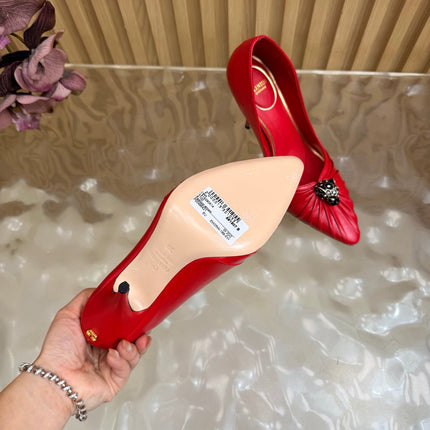 VALENTINO 26S HIGH-HEEL 100 MM IN RED GATHERED CALFSKIN