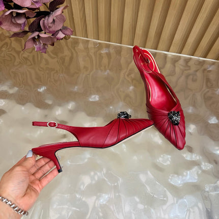 VALENTINO 26S SLINGBACK PUMPS 50 MM IN DARK RED CALFSKIN