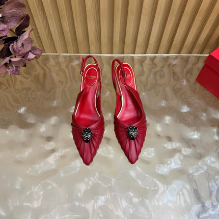 VALENTINO 26S SLINGBACK PUMPS 50 MM IN DARK RED CALFSKIN
