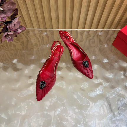VALENTINO 26S SLINGBACK PUMPS 50 MM IN DARK RED CALFSKIN