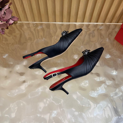 VALENTINO 26S SLINGBACK PUMPS 50 MM IN BLACK CALFSKIN