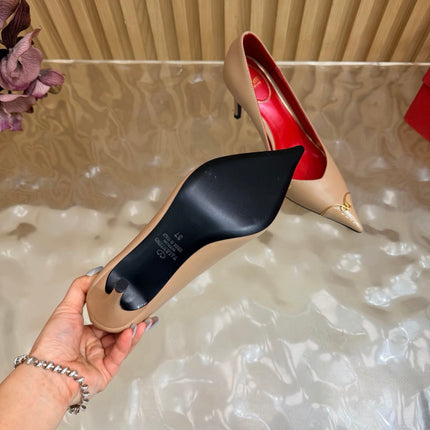 VALENTINO 26S CAP-TOE PUMPS 90 MM IN BEIGE CALFSKIN