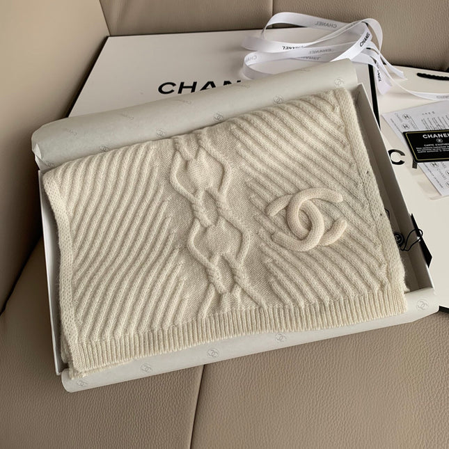 KNIT SCARF 200 CM IN WHITE CASHMERE 392882