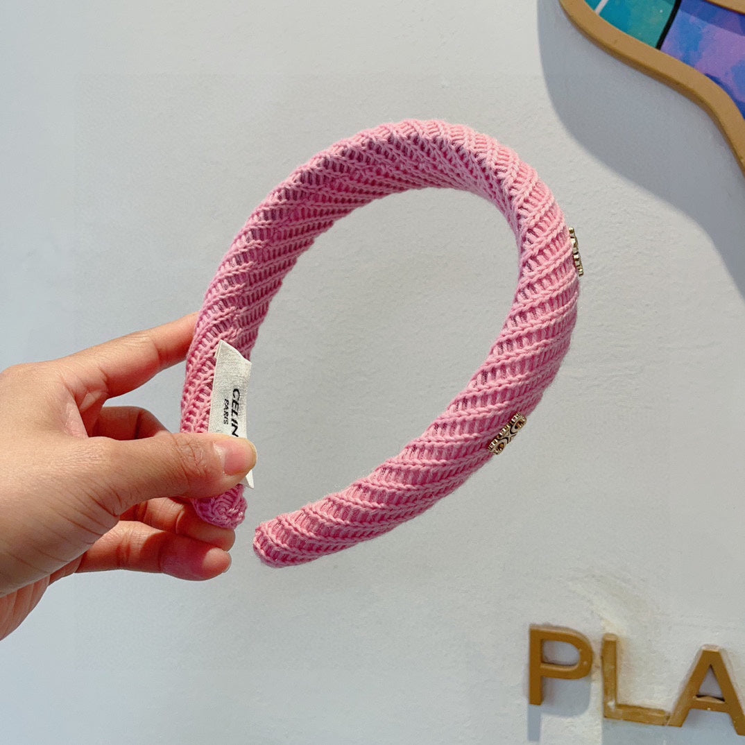 BRIGHT PINK WOOL FABRIC HAIRBAND 402915