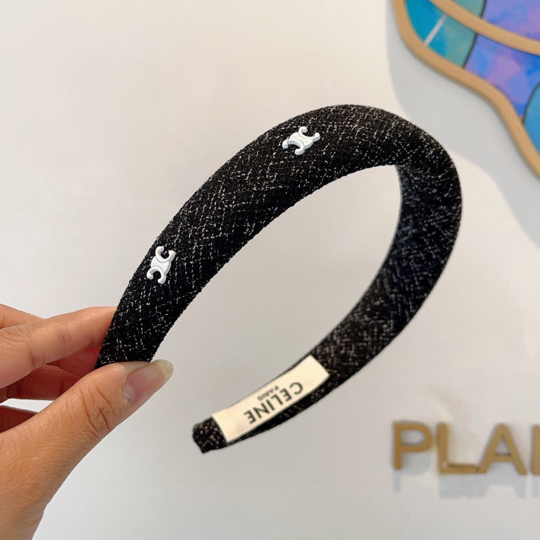 BLACK TWEED FABRIC HAIRBAND 420647