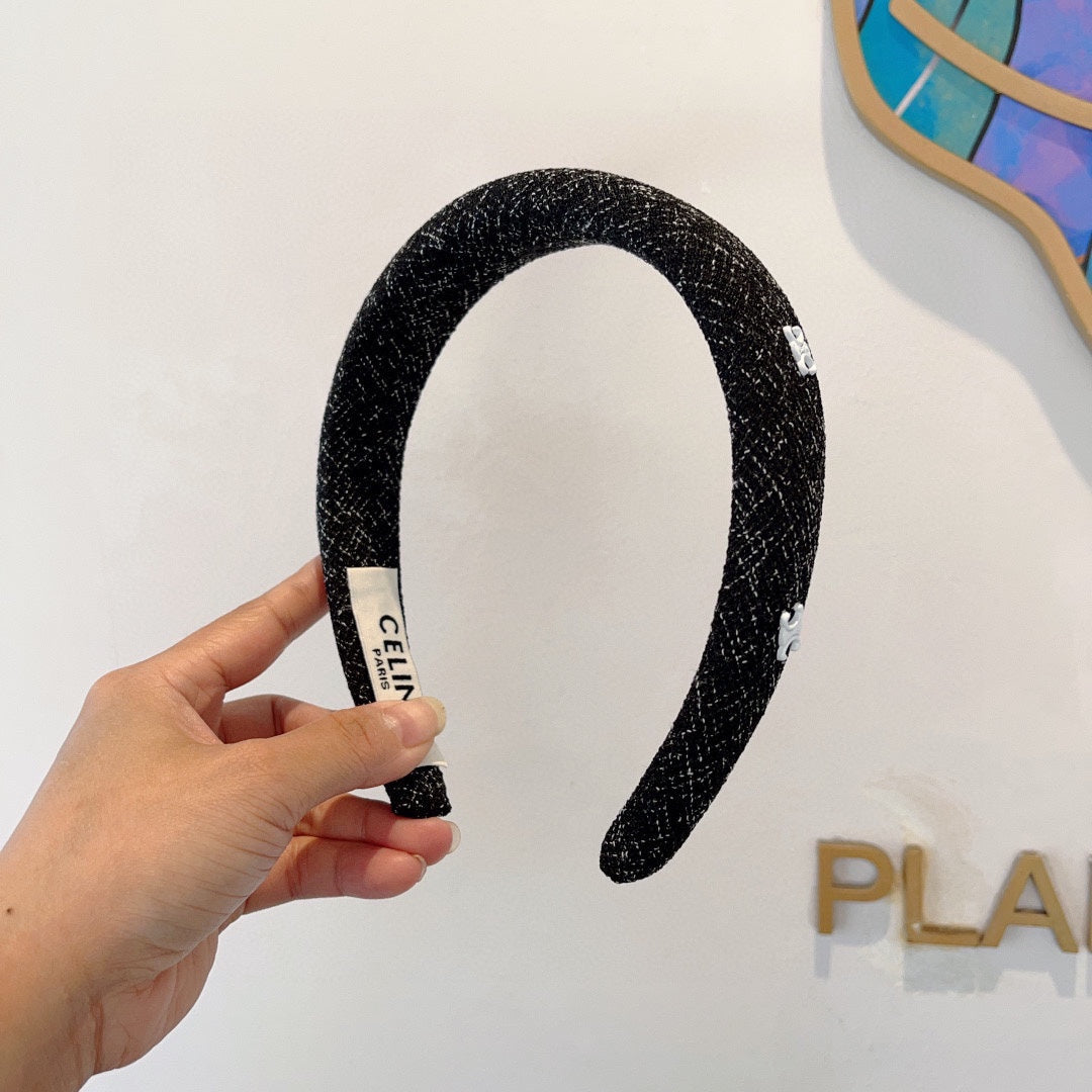 BLACK TWEED FABRIC HAIRBAND 420647