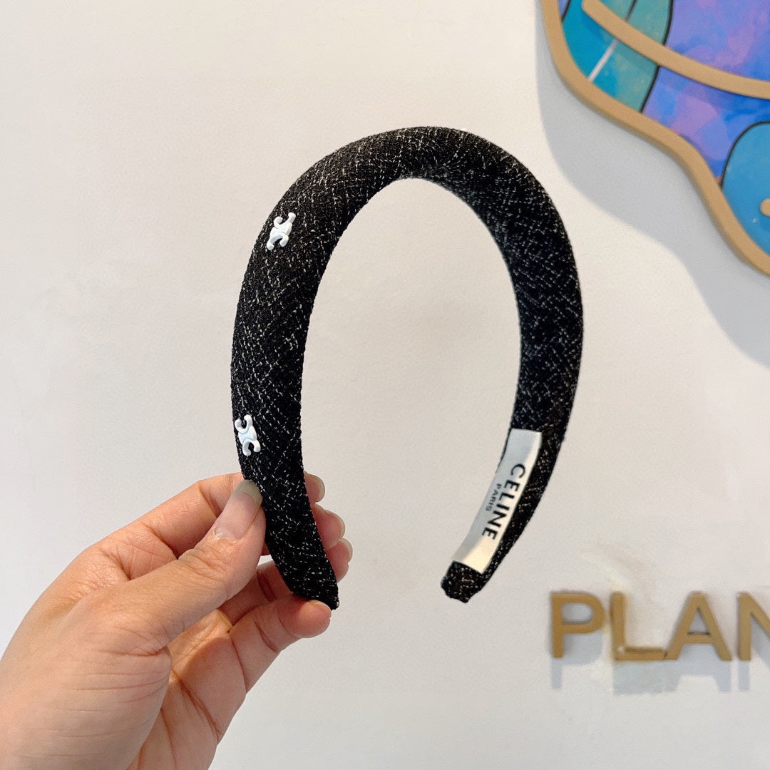 BLACK TWEED FABRIC HAIRBAND 420647