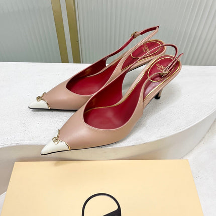 VALENTINO 26S SLINGBACK PUMPS 45 MM IN NUDE MIX WHITE CALFSKIN
