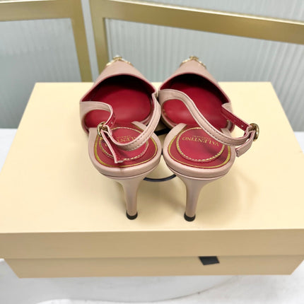 VALENTINO 26S SLINGBACK PUMPS 45 MM IN NUDE MIX WHITE CALFSKIN