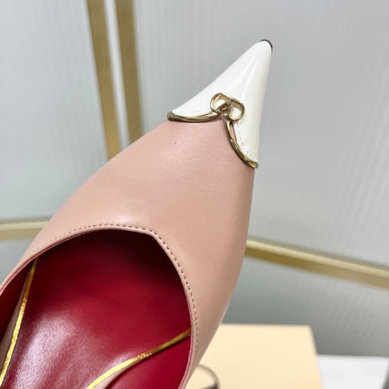 VALENTINO 26S SLINGBACK PUMPS 45 MM IN NUDE MIX WHITE CALFSKIN
