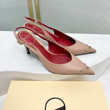 VALENTINO 26S SLINGBACK PUMPS 45 MM IN NUDE CALFSKIN