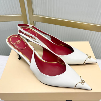 VALENTINO 26S SLINGBACK PUMPS 45 MM IN CREAM WHITE CALFSKIN
