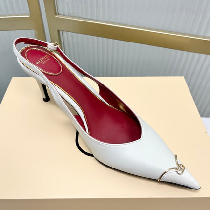 VALENTINO 26S SLINGBACK PUMPS 45 MM IN CREAM WHITE CALFSKIN