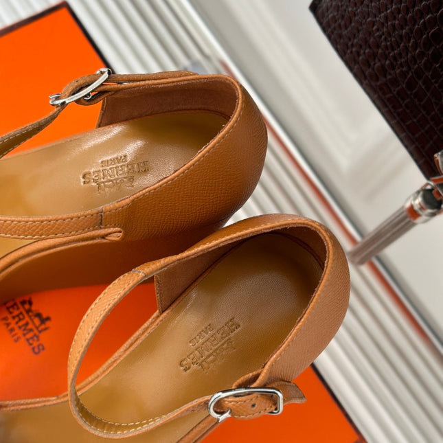 WEDGES SANDALS TAWNY LAMBSKIN