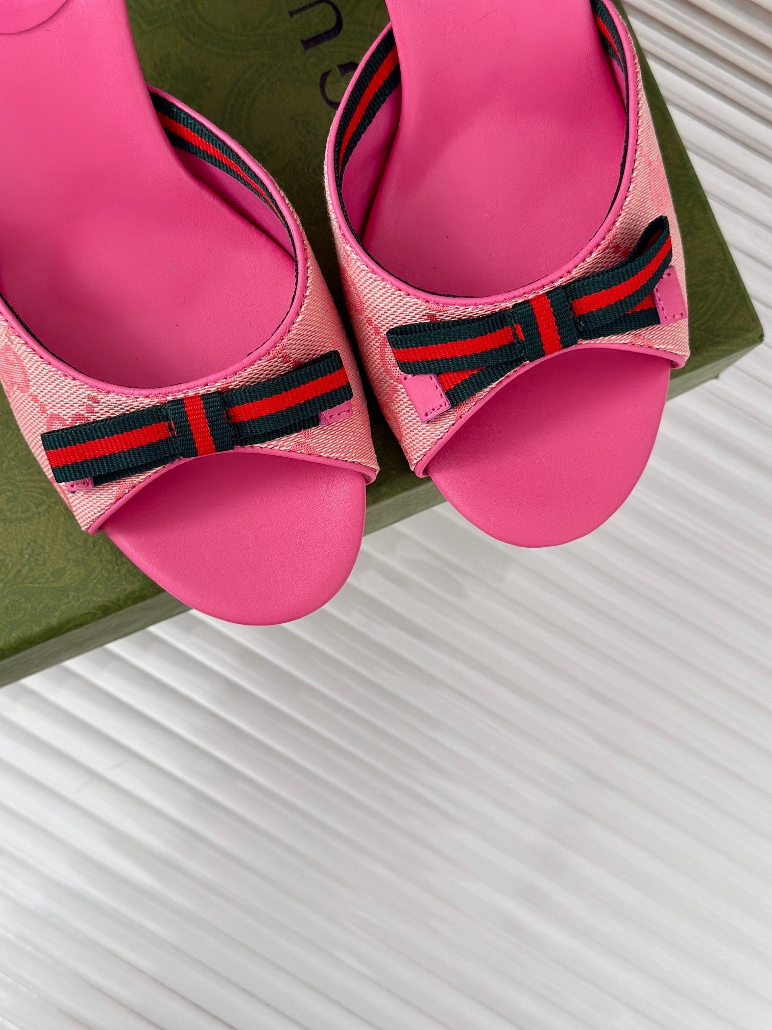 GG Vintage High Heel Slippers Pink