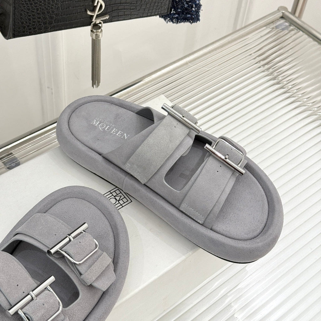 HYBRID SLIDE TWO STRAPS IN GREY SUEDE