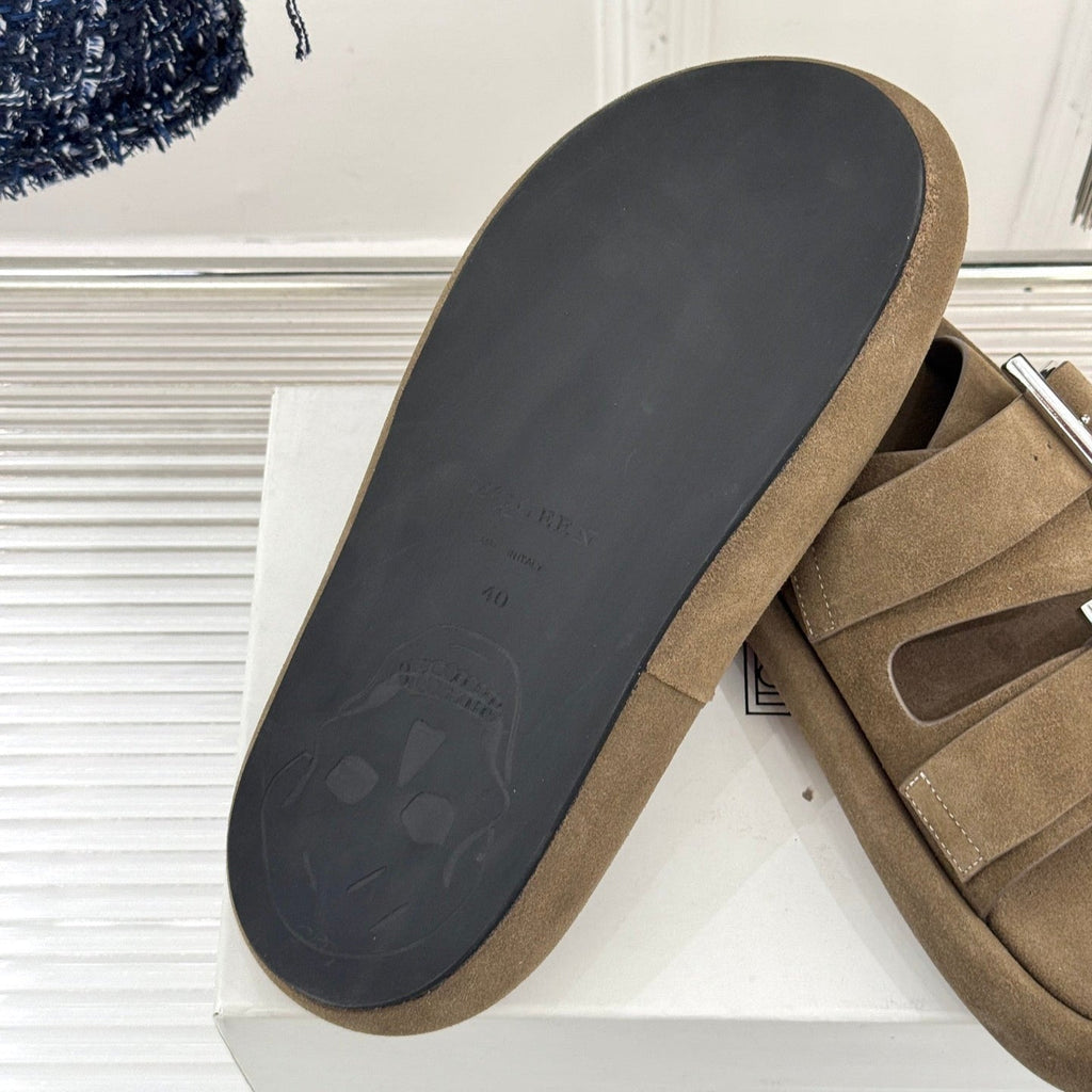 HYBRID SLIDE TWO STRAPS IN BROWN SUEDE