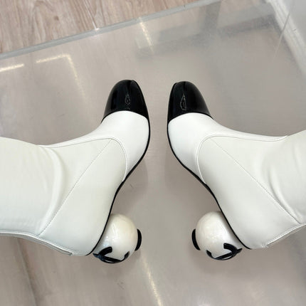 CC PEARL HIGH BOOTS IN WHITE CALFSKIN