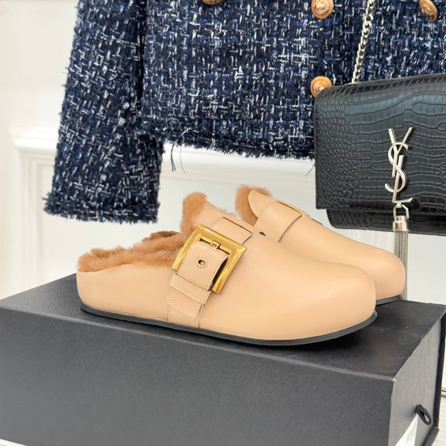 BALMAIN 26S ANTHEM MULES IN BEIGE CALFSKIN