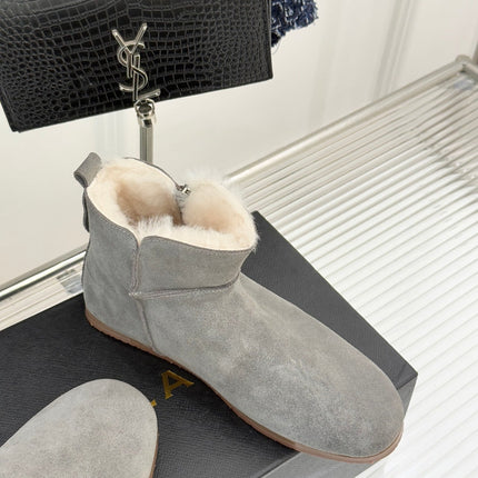 ALAIA 26S SNOW BOOTS IN GREY SUEDE AND WOOL