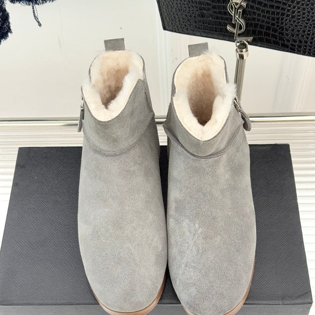 ALAIA 26S SNOW BOOTS IN GREY SUEDE AND WOOL