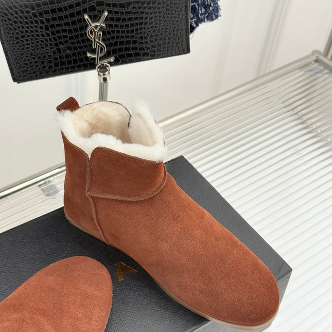 ALAIA 26S SNOW BOOTS IN BURNT BROWN SUEDE AND WOOL