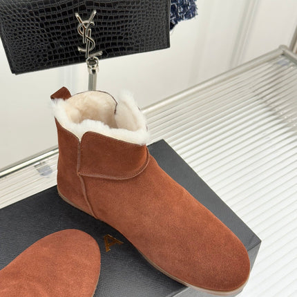 ALAIA 26S SNOW BOOTS IN BURNT BROWN SUEDE AND WOOL