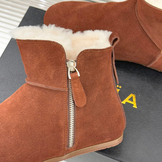 ALAIA 26S SNOW BOOTS IN BURNT BROWN SUEDE AND WOOL