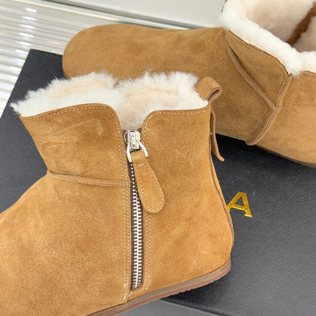 ALAIA 26S SNOW BOOTS IN LIGTH BROWN SUEDE AND WOOL
