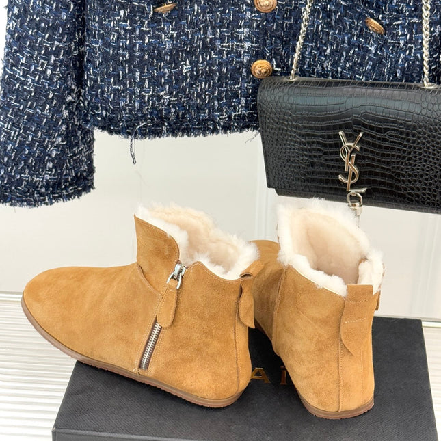 ALAIA 26S SNOW BOOTS IN LIGTH BROWN SUEDE AND WOOL