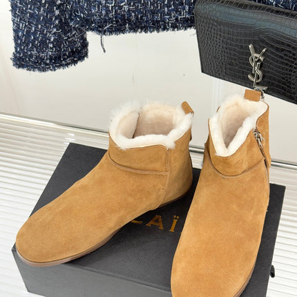 ALAIA 26S SNOW BOOTS IN LIGTH BROWN SUEDE AND WOOL