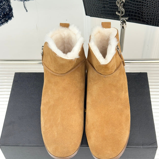 ALAIA 26S SNOW BOOTS IN LIGTH BROWN SUEDE AND WOOL