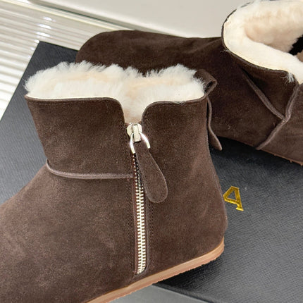 ALAIA 26S SNOW BOOTS IN DARK BROWN SUEDE AND WOOL