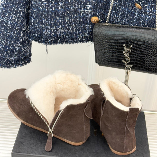 ALAIA 26S SNOW BOOTS IN DARK BROWN SUEDE AND WOOL