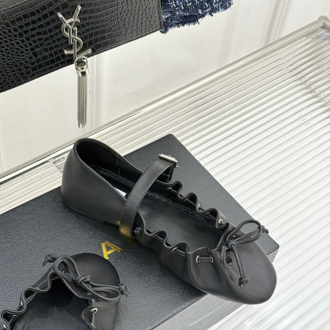 ALAIA 26S MARY JANE FLATS IN BLACK LAMBSKIN WITH BOW