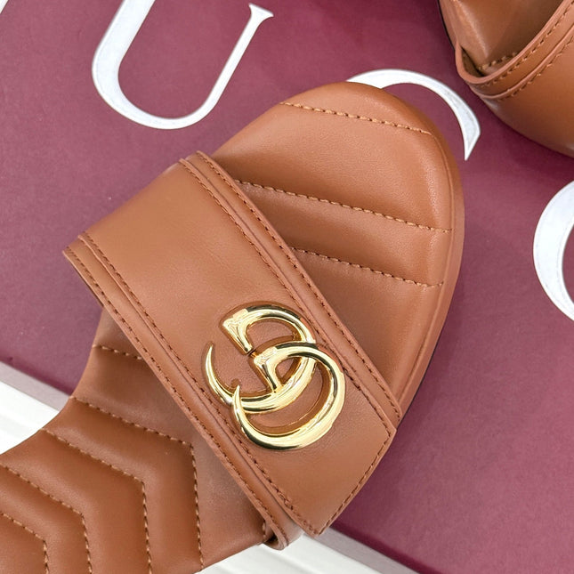 GUCCI 26S HIGH-HEELED SANDALS 120 MM IN BROWN CALFSKIN