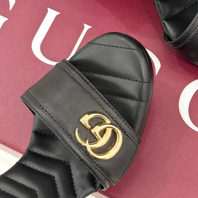 GUCCI 26S HIGH-HEELED SANDALS 120 MM IN BLACK CALFSKIN