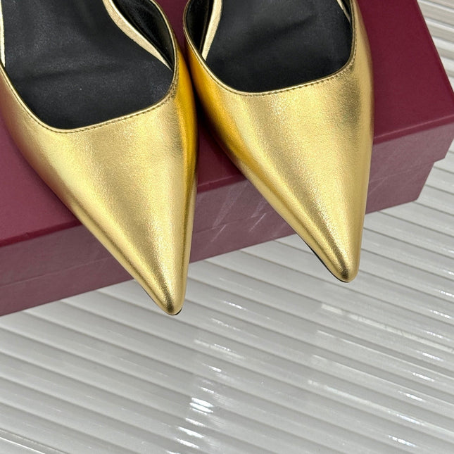 GUCCI 26S HIGH HEELS 55 MM IN GOLD LAMBSKIN