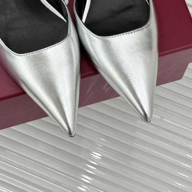 GUCCI 26S HIGH HEELS 55 MM IN SILVER LAMBSKIN