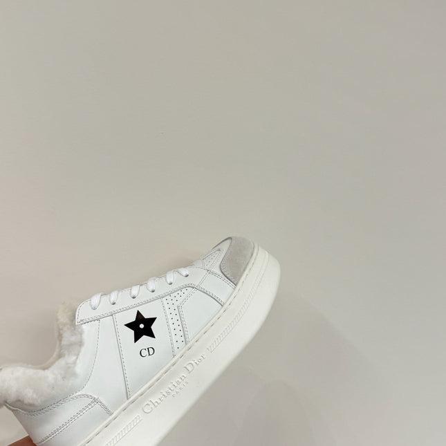 BLACK STAR SNEAKER WHITE CALFSKIN AND SUEDE CALFSKIN WITH SHEARLING LINING