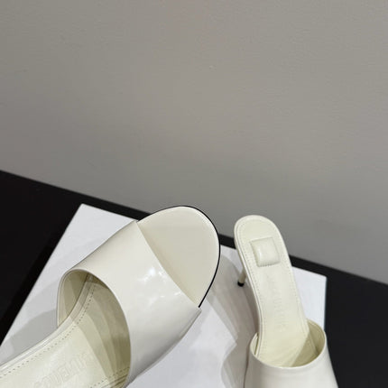 JACQUEMUS 26S HIGH-HEEL SANDALS IN CREAM WHITE LAMBSKIN