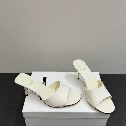 JACQUEMUS 26S HIGH-HEEL SANDALS IN CREAM WHITE LAMBSKIN