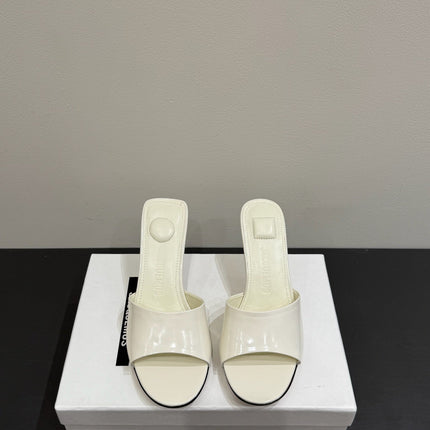 JACQUEMUS 26S HIGH-HEEL SANDALS IN CREAM WHITE LAMBSKIN