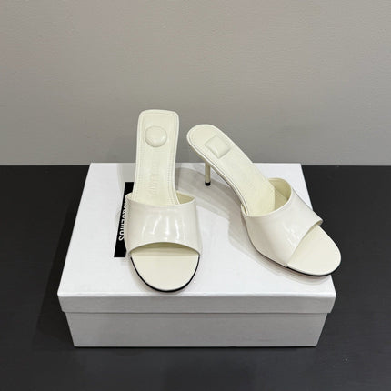 JACQUEMUS 26S HIGH-HEEL SANDALS IN CREAM WHITE LAMBSKIN