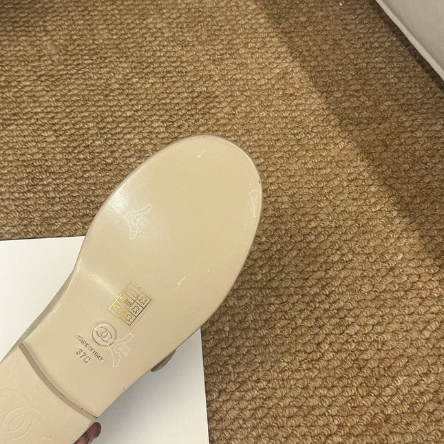 CHANEL 26S MARY JANE FLATS IN BEIGE SUEDE CC LOGO