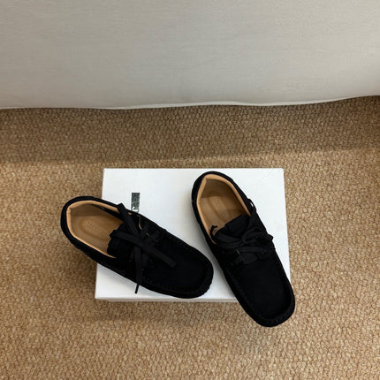 JACQUEMUS 26S LACE-UP LOAFERS IN BLACK SUEDE